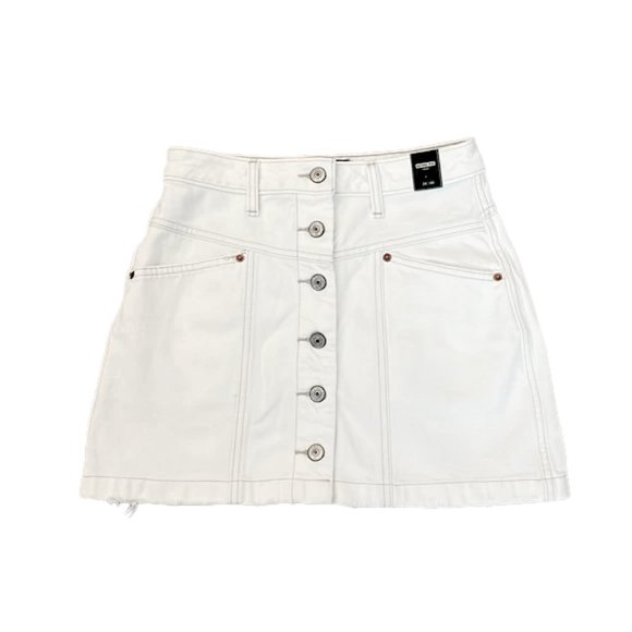 Abercrombie & Fitch White Denim Skirt Button Up - Size 27 - Picture 1 of 4